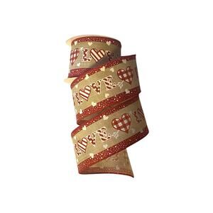 Valentine Love Ribbon, Rustic Heart Ribbon, Farmhouse Valentine Wired Ribbon